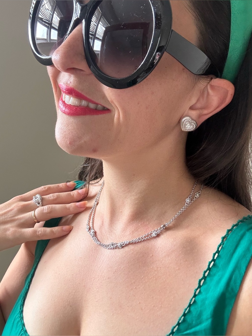 Judith Ripka sterling silver necklace with cz crystals